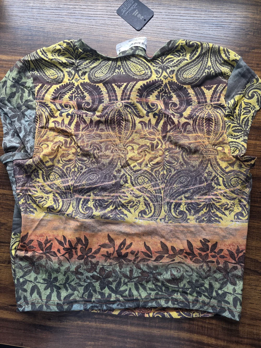 Urban Renewal Multicolor Paisley & Floral Striped Crop Tee - Picture 4 of 4